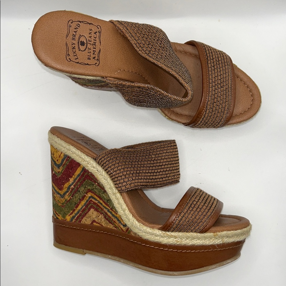 Lucky Brand Women's Candy Woven Tribal Wedge Shoes size 7